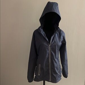 Navy Windbreaker Jacket w/Hidden Hood